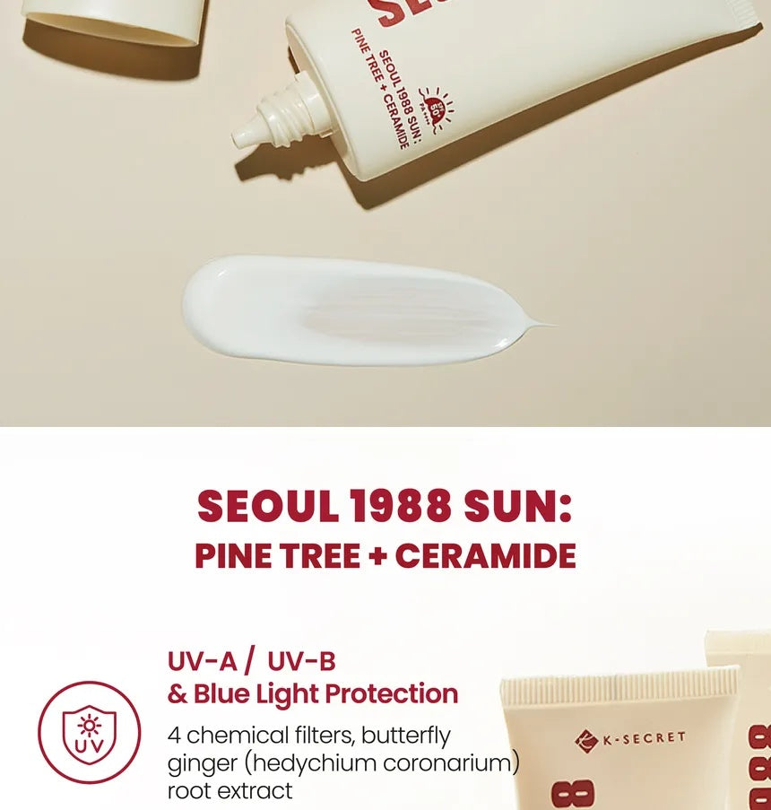 K-SECRET – SEOUL 1988 Protector Solar con Pino + Ceramidas SPF50+ PA++++ 50ml