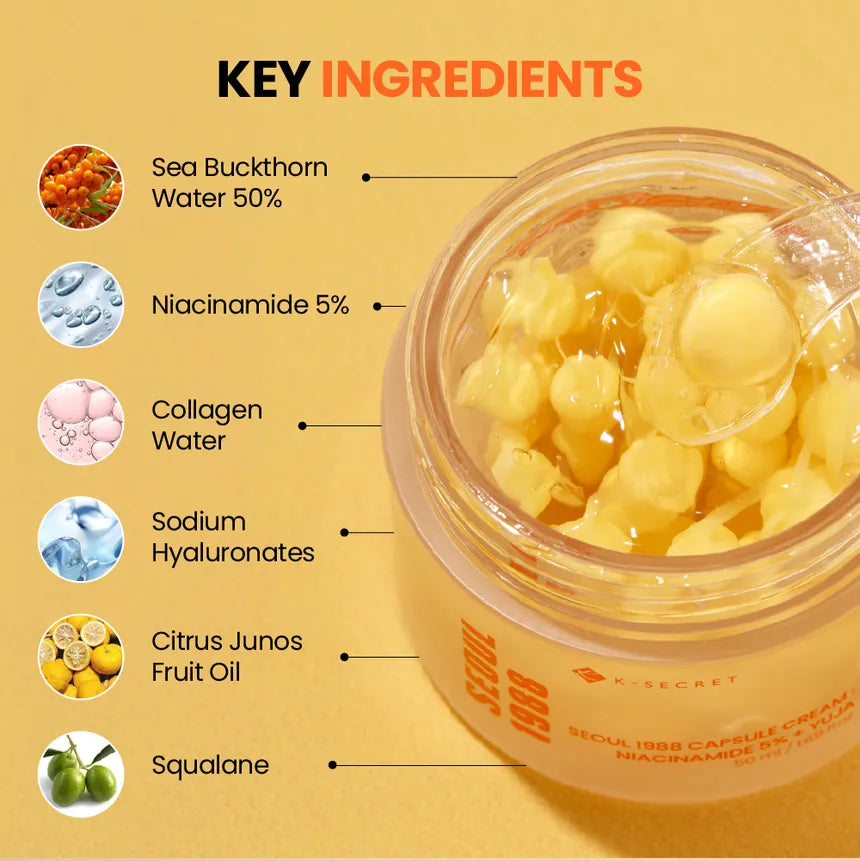 💛 KSECRET – Seoul 1988 Capsule Cream: Niacinamide 5% + Yuja
