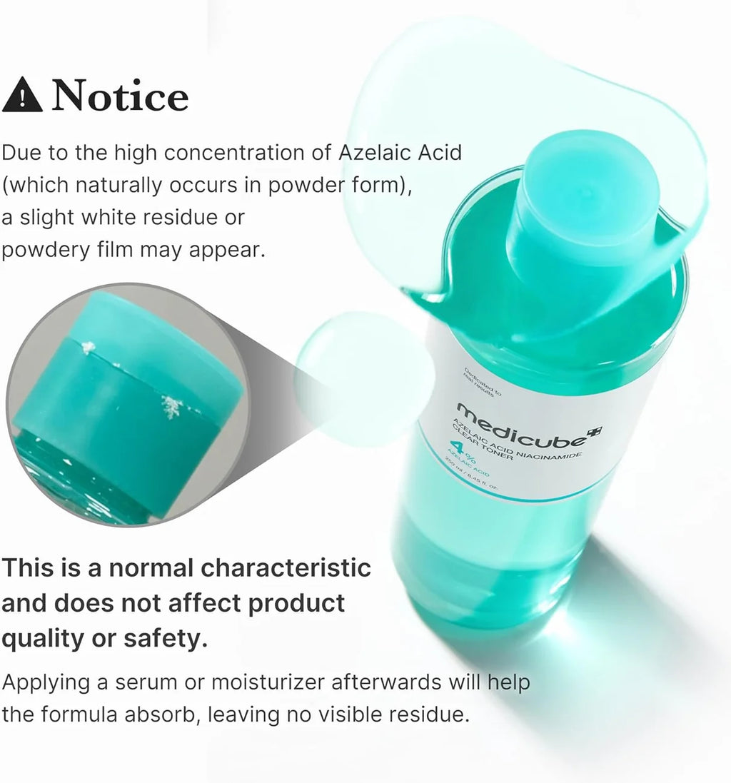 Medicube Azelaic Acid Niacinamide Clear Toner 4% 250ml – Tónico con Ácido Azelaico y Niacinamida para Imperfecciones y Poros