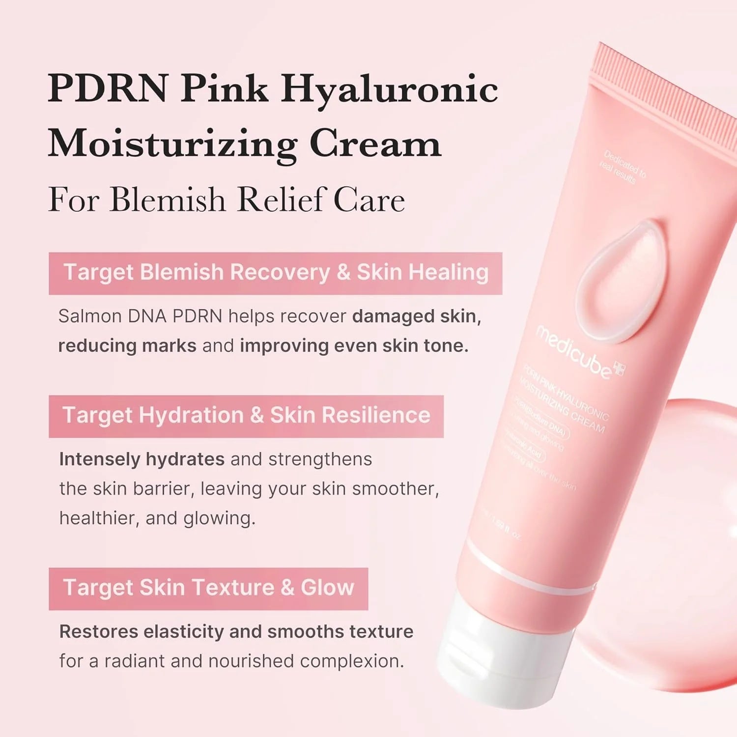 Medicube – Crema Hidratante PDRN Pink con Ácido Hialurónico 50ml – Regeneración y Luminosidad