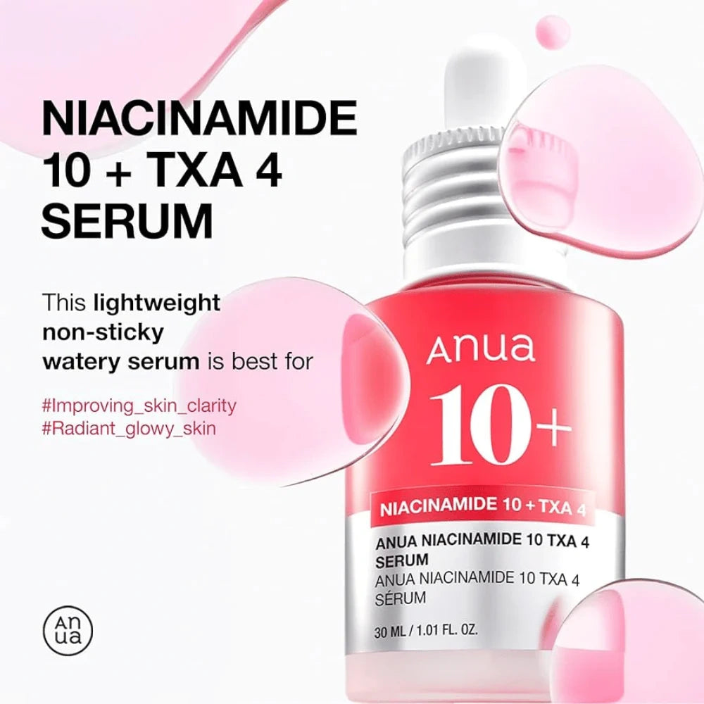 Anua Sérum Anti-manchas con Niacinamida 10% y Ácido Tranexámico 4% – Ilumina y Unifica el Tono 30ml
