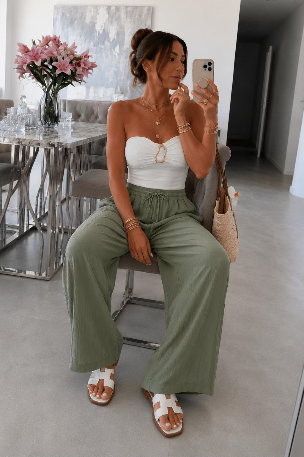 Pantalón Palazzo de Mujer con Cintura Elástica | Ligero, Fluido y Elegante para Primavera Verano