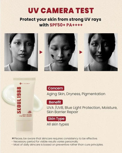 K-SECRET – SEOUL 1988 Protector Solar con Pino + Ceramidas SPF50+ PA++++ 50ml