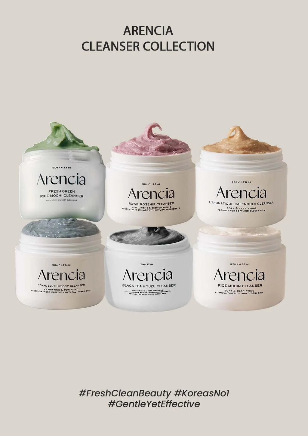 Arencia – Limpiador Facial Black Tea Rice Mochi 120g – Espuma Cremosa con Té Negro y Arroz