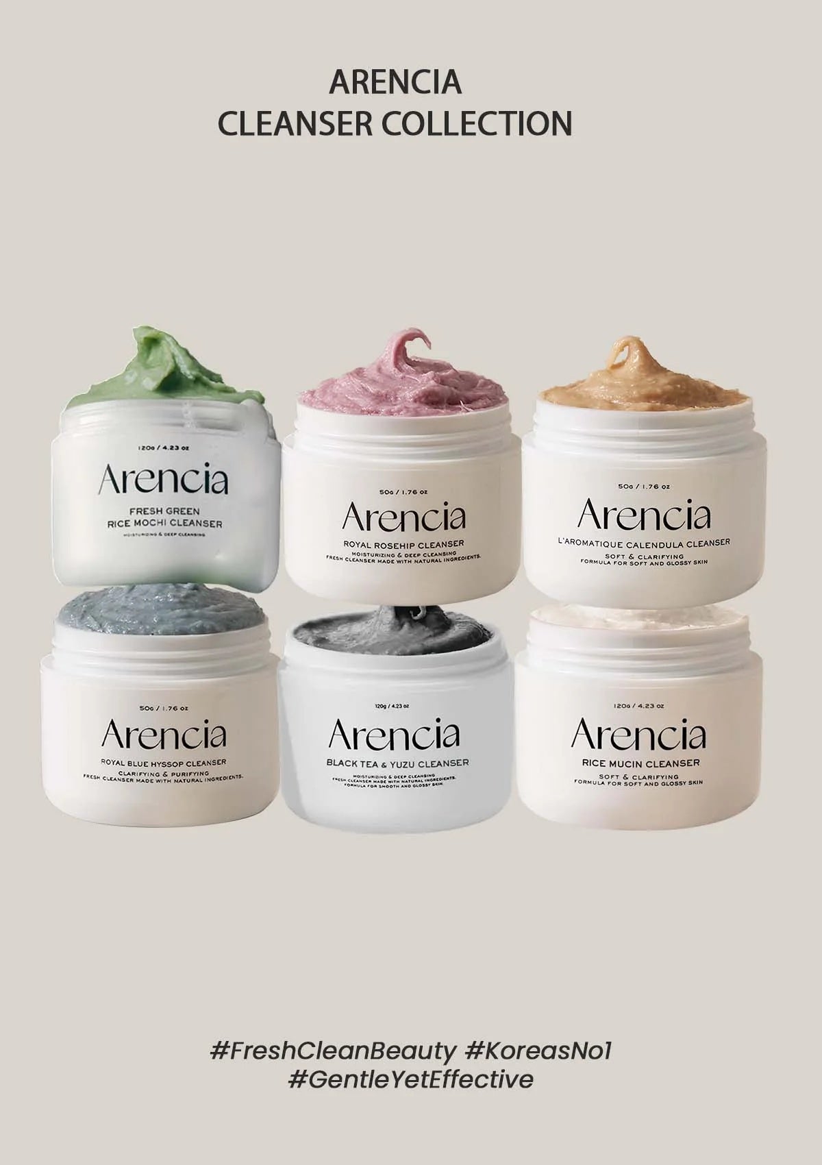 Arencia – Limpiador Facial Black Tea Rice Mochi 120g – Espuma Cremosa con Té Negro y Arroz