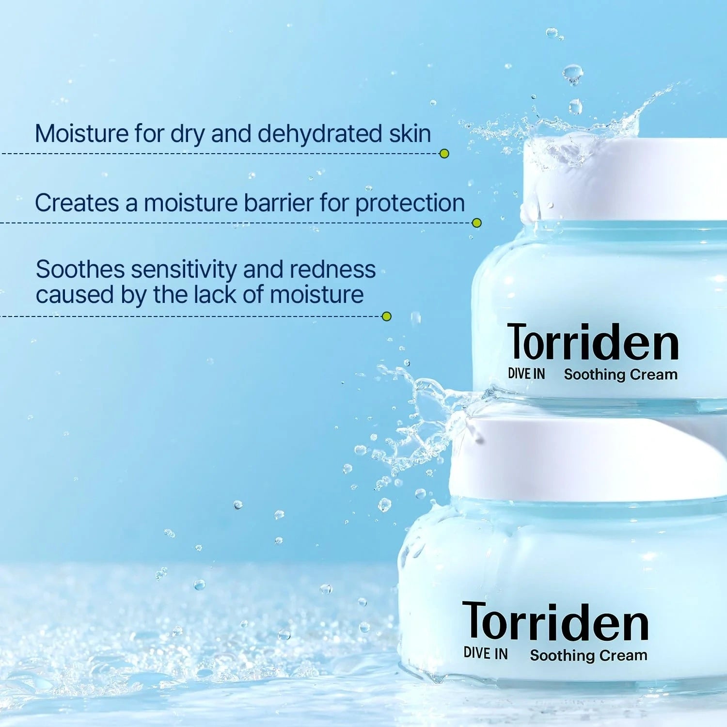 Torriden DIVE-IN Crema Hidratante Calmante con Ácido Hialurónico de Bajo Peso Molecular – Refuerza la Barrera de la Piel 100ml
