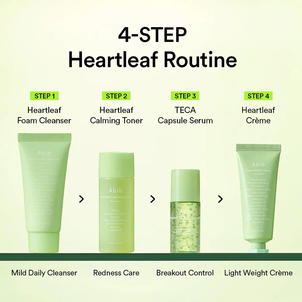 Abib – Kit de Prueba Heartleaf Calming (4 Piezas) – Rutina Calmante para Piel Sensible