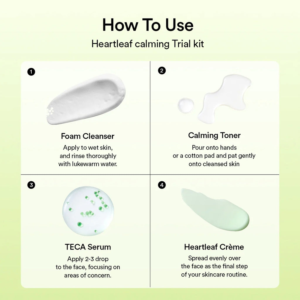 Abib – Kit de Prueba Heartleaf Calming (4 Piezas) – Rutina Calmante para Piel Sensible