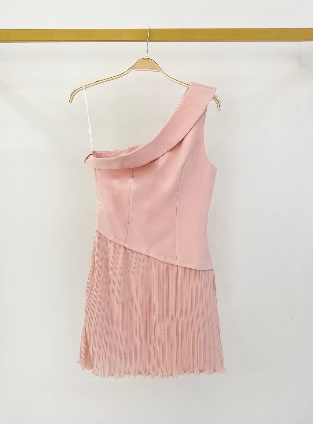 Vestido Corto Asimétrico Mujer Chocolate con Falda Plisada | Vestido Elegante de Fiesta
