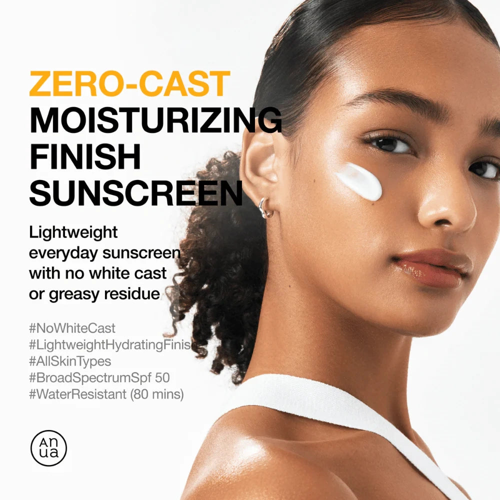 Anua – Protector Solar Zero-Cast Hidratante 50ml – SPF50+ PA++++ Sin Rastro Blanco