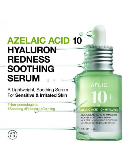 ANUA – Sérum Calmante con Ácido Azelaico 10% + Ácido Hialurónico – Reducción de Rojeces e Imperfecciones (30ml)