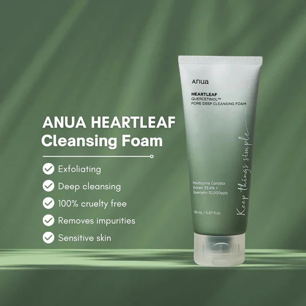 Anua Heartleaf Quercetinol Espuma Limpiadora Profunda para Poros – Calmante y Purificante 150ml