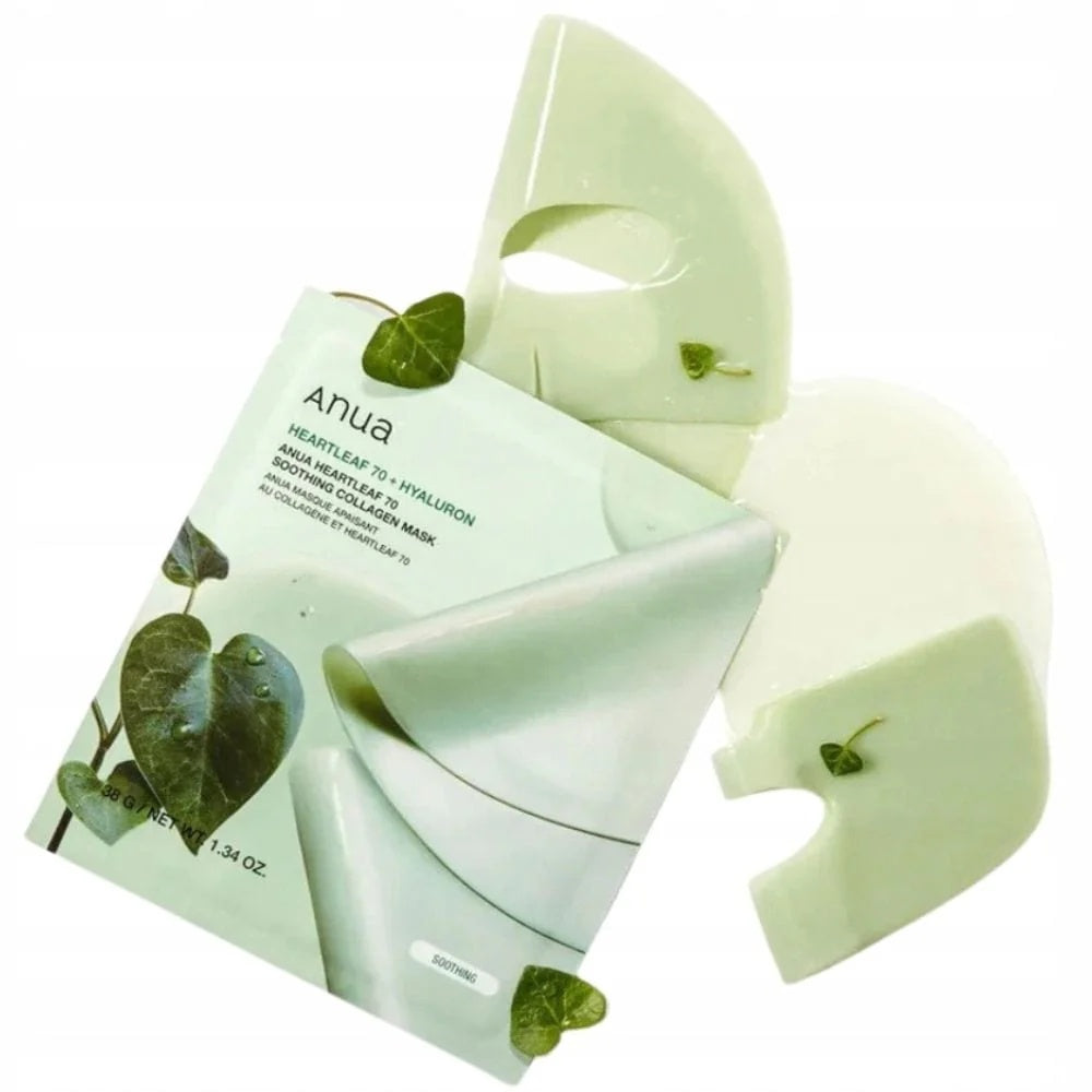 ANUA – Mascarilla Calmante con Heartleaf 70% + Colágeno – 4 uds x 38g