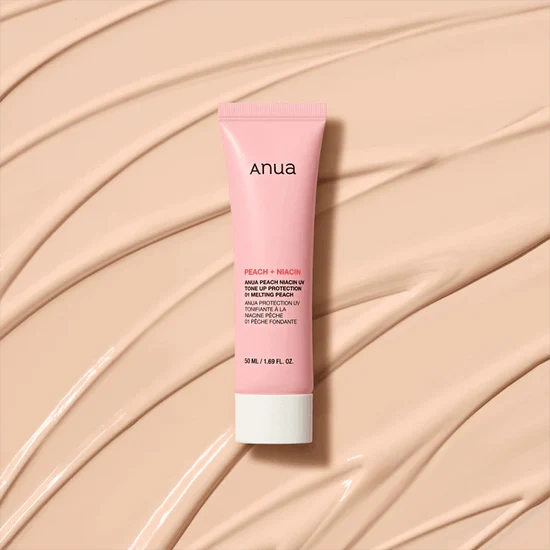 Anua – Protector Solar Peach Niacin UV Tone Up 01 Melting Peach SPF50+ PA++++ 50ml – Efecto Iluminador y Natural