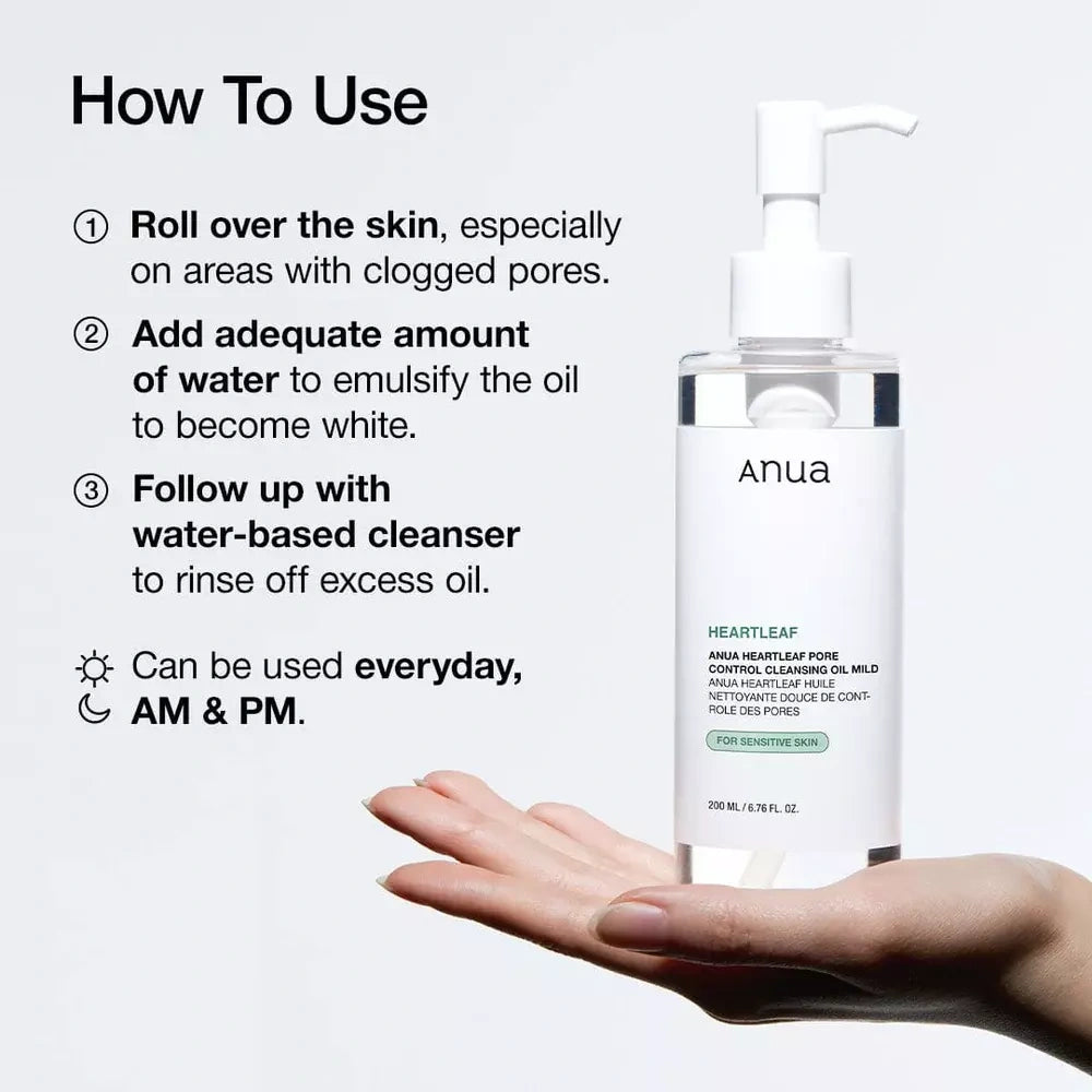 ANUA – Aceite Limpiador Suave Heartleaf para Control de Poros – 200ml