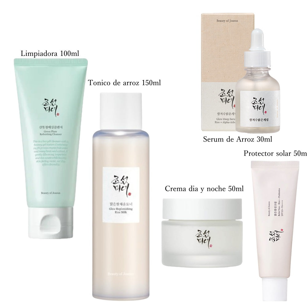 Beauty of joseon - Rutina Facial Coreana 5 en 1 con Arroz y Ginseng – Hidratación, Luminosidad y Protección