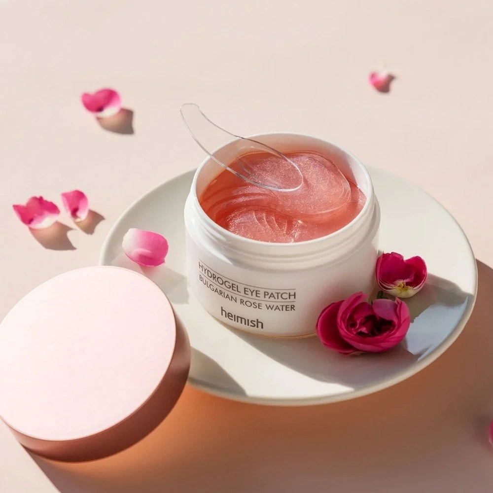 Heimish – Parches de Ojos de Hidrogel con Agua de Rosa Búlgara (60 uds.) – Hidratación y Luminosidad