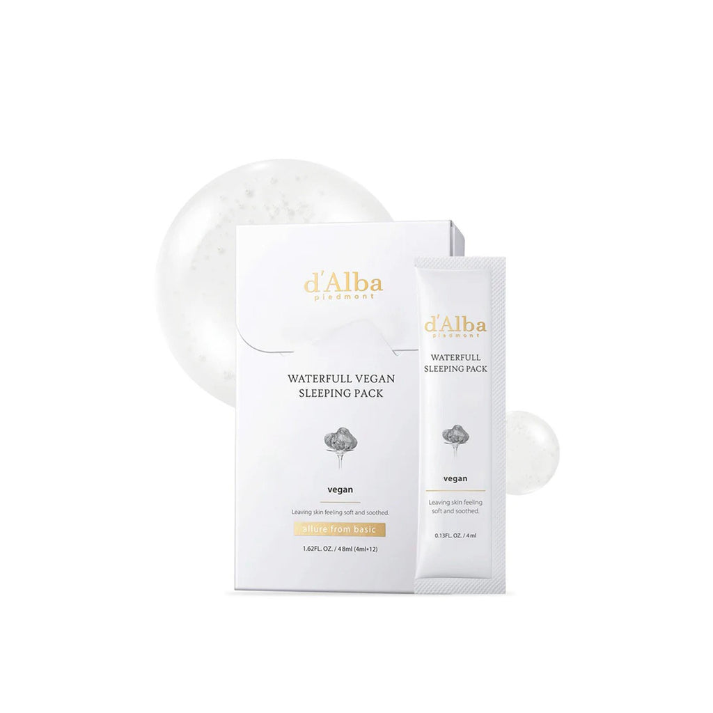 Pack Vegano de Mascarillas Nocturnas Hidratantes – d’Alba Waterfull (4 ml × 12 uds)