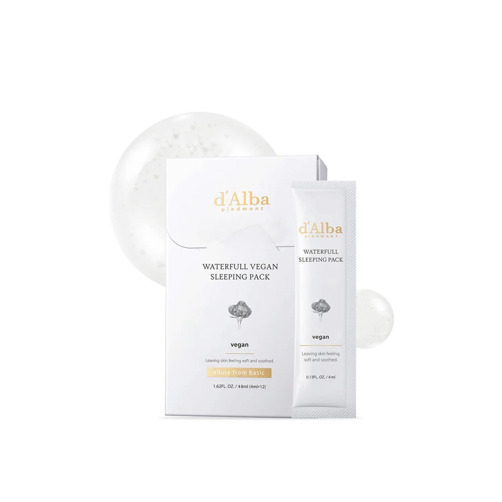 Pack Vegano de Mascarillas Nocturnas Hidratantes – d’Alba Waterfull (4 ml × 12 uds)