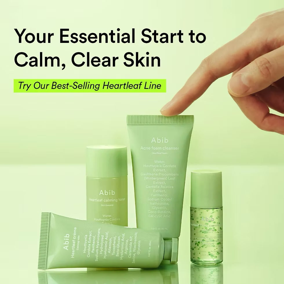 Abib – Kit de Prueba Heartleaf Calming (4 Piezas) – Rutina Calmante para Piel Sensible
