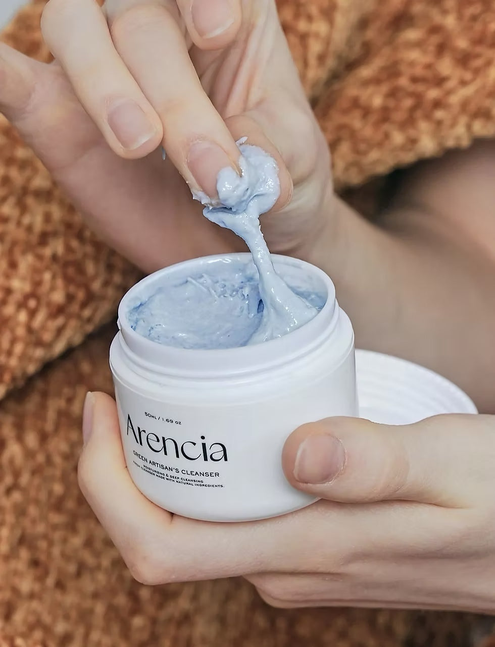 Arencia – Limpiador Facial Fresh Blue Hyssop Rice Mochi 120g – Espuma Cremosa Suave con Arroz y Hisopo Azul