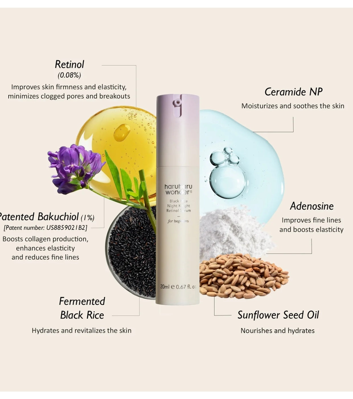 Haruharu Wonder – Black Rice Night Knight Retinol Serum 20ml – Sérum Nocturno Antiedad con Retinol y Arroz Negro