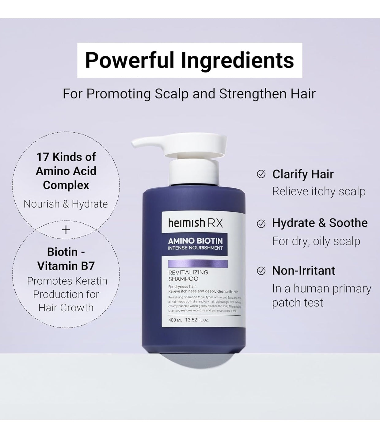 Heimish Rx Amino Biotin Revitalizing Shampoo – Champú revitalizante (400 ml)