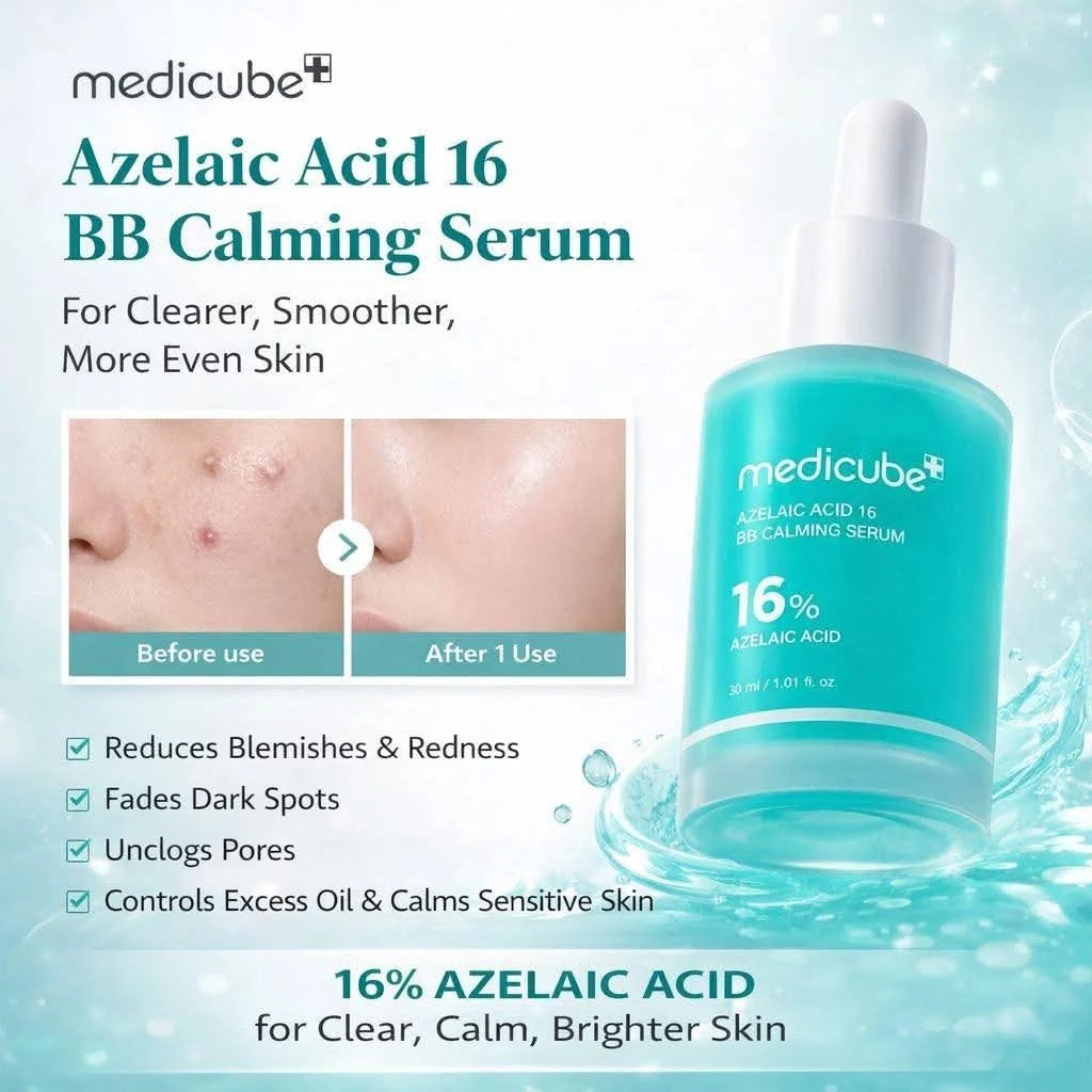 Medicube Azelaic Acid 16 BB Soothing Serum 30ml – Sérum con Ácido Azelaico 16% para Imperfecciones, Rojeces y Poros