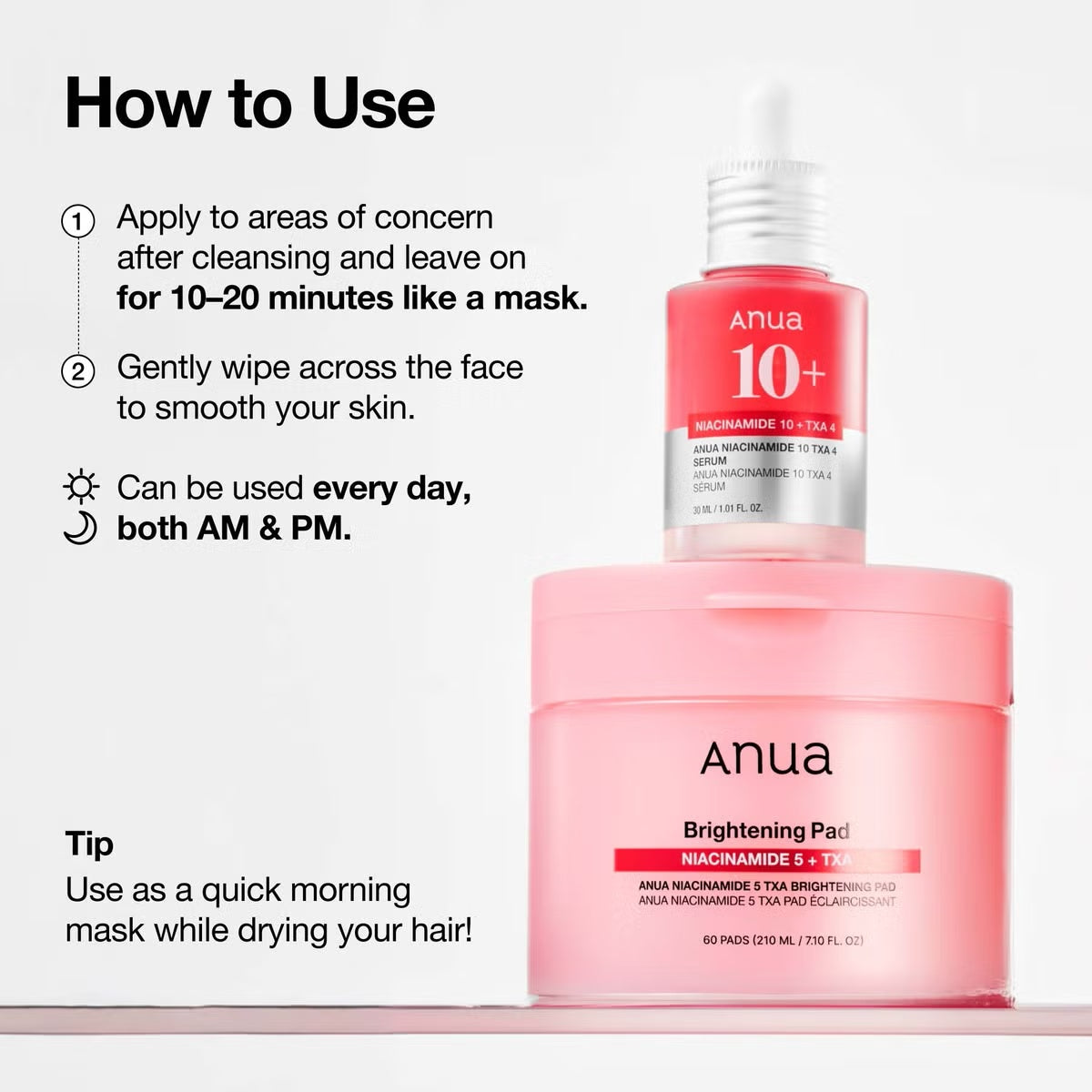 ANUA – Brightening Pads con Niacinamida 5% + Ácido Tranexámico – 60 discos / 210ml