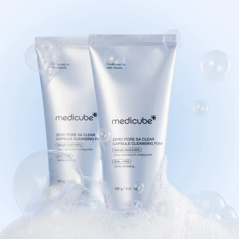 Medicube Zero Pore SA Clear Capsule Cleansing Foam 120g – Limpiador Facial con Ácido Salicílico 0,45% + AHA/PHA para Poros