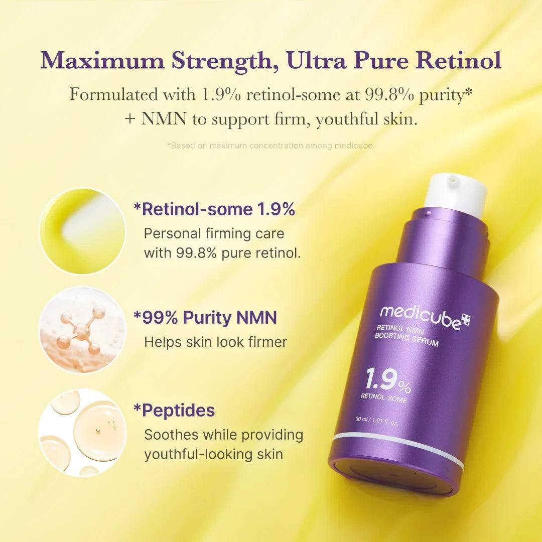 Medicube Retinol NMN Boosting Serum 1.9% 30ml – Sérum Antiedad con Retinol para Arrugas, Firmeza y Renovación de la Piel