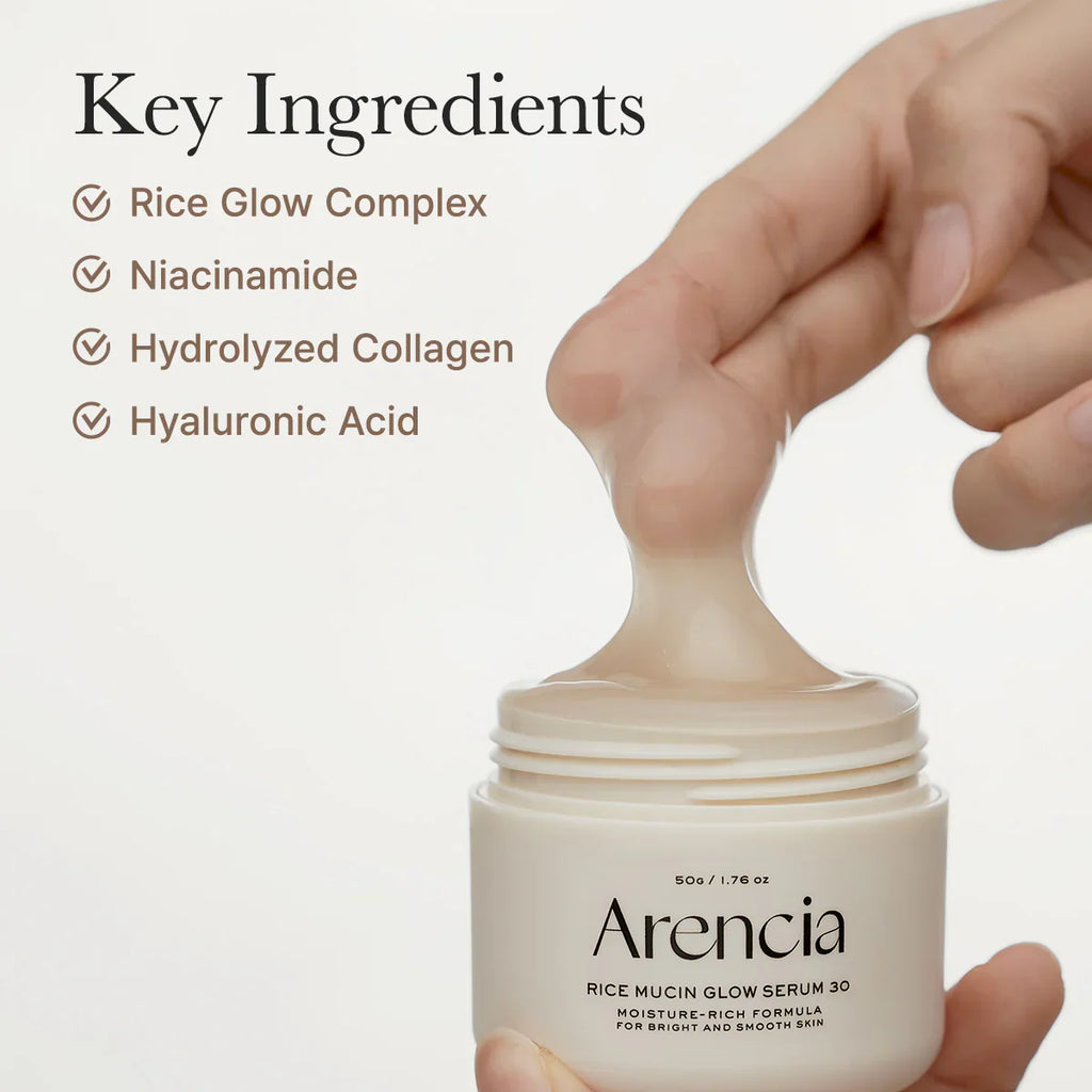 Arencia Rice Mucin Overnight Glow Face Mask Serum 30 ml (1.76 oz) – Sérum Nocturno Iluminador