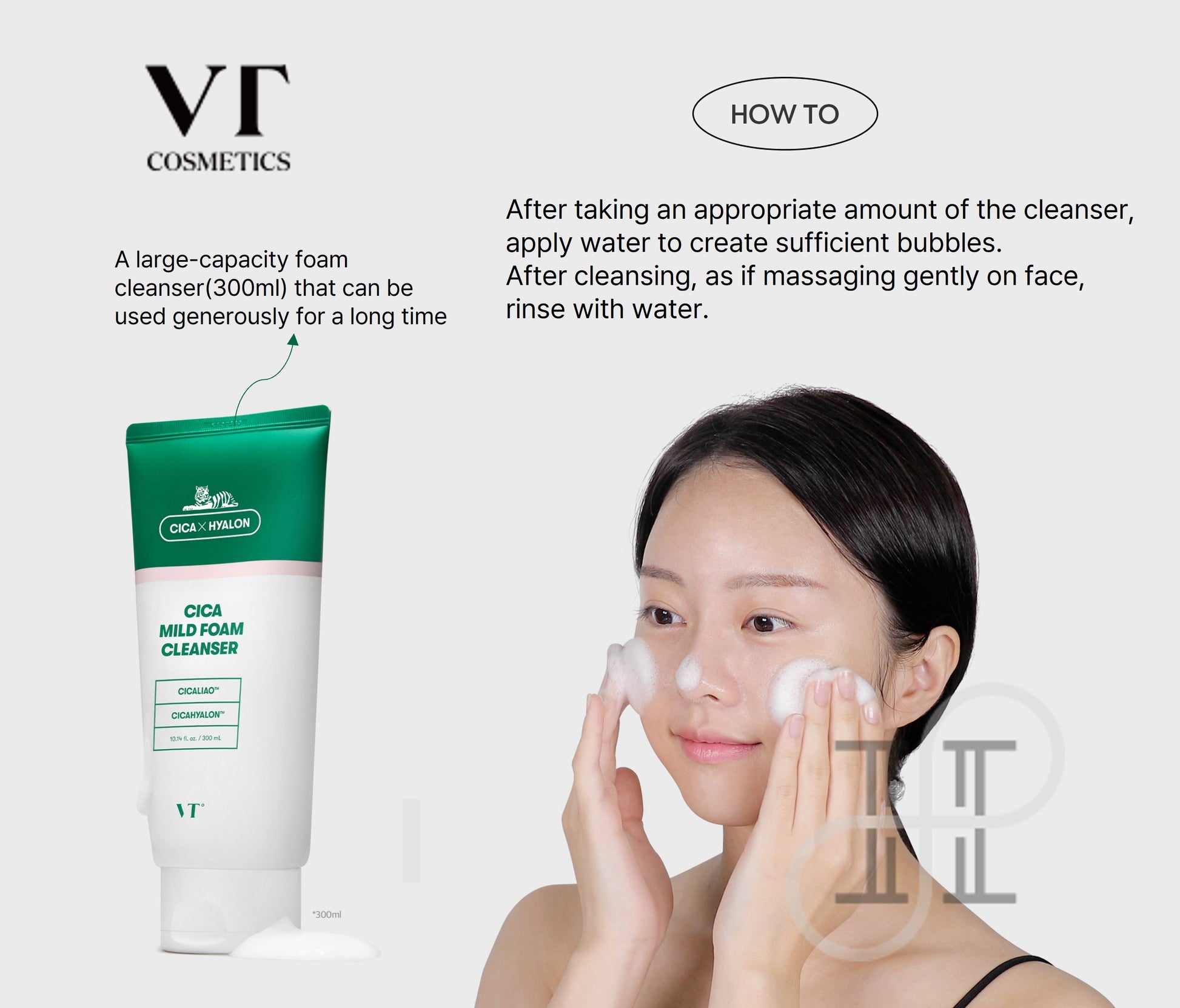 VT Cosmetics – Cica Mild Foam Cleanser Espuma Limpiadora Suave con Centella Asiática (300 ml)